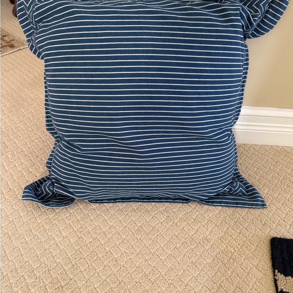 Blue and White Striped European Pillow Shams